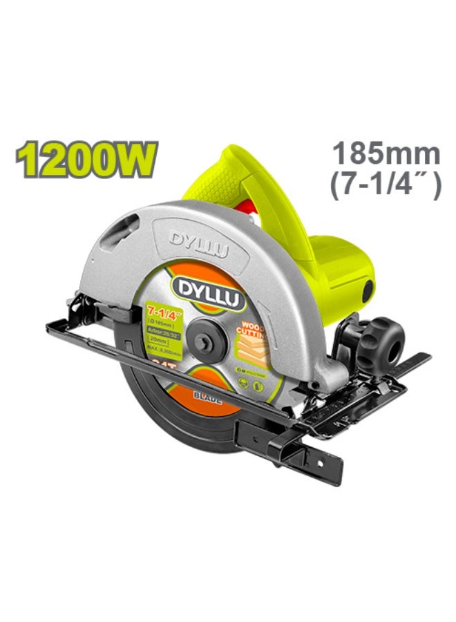 DYLLU 1200W Circular Saw 185mm (7-1/4") Electric Wood Cutter with Adjustable Depth & Angle - Image 1
